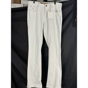 Earl Jeans Embellished 5 Pockets Mid Rise White /Gray Jeans Womens Sz 10